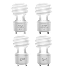 JACKYLED UL-Listed 13w Gu24 CFL Light Bulbs 2700k T2 Spiral Gu24 Base 2-Prong Light Bulb Warm White Fluorescent Light Bulbs Indoor Use (4-Pack)