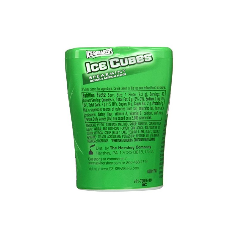 Ice Breakers Ice Cubes Spearmint Gum Bottle Pack- 4 ct