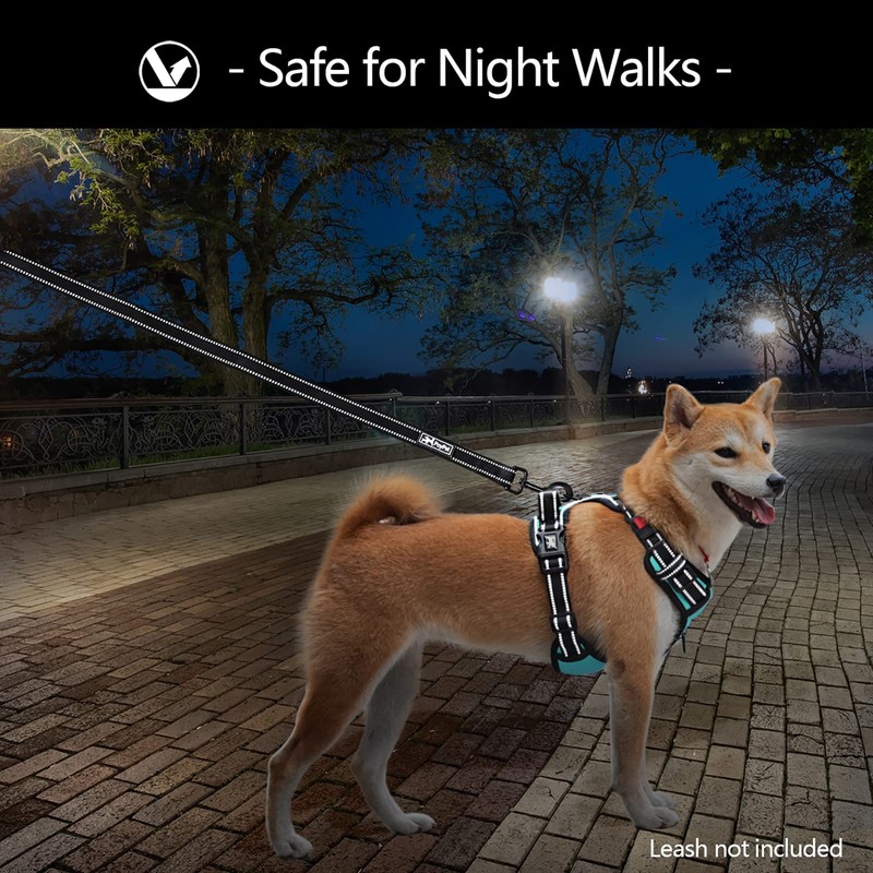 PoyPet No Pull Dog Harness with Neck Release Buckle, Reflective