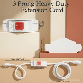 Weewooday 3 Prong Outdoor Extension Cord with Waterproof Switch 1875W Heavy Duty 14/3 SJT Cable Inline On/Off 15A 125V Grounded Outlets Plugs for Appliances (White, 6.6 ft), (HU-XI-85)