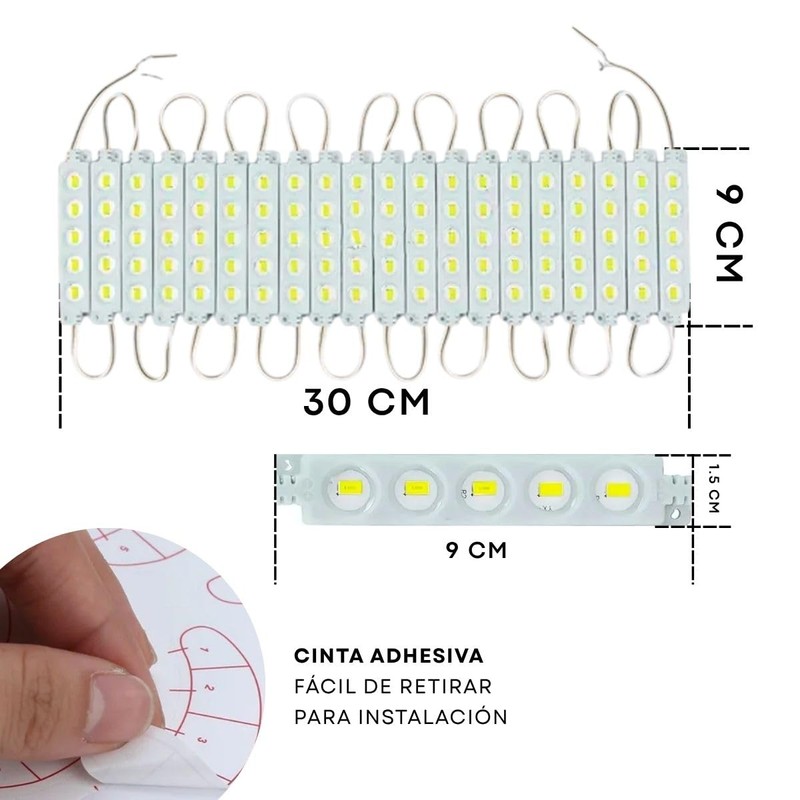 Vmingo Tira Modulo Luz 5 Led Blanco Impermeable Pared Publicidad