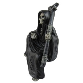 DWK " Nothing But Time Grim Reaper Book Shelf Figurine Sitter | Bookshelf Décor for Home | Skull Goth Decorations | Home Office Décor | Figurines and Statues - 5"