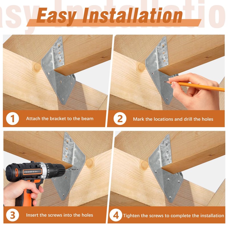Garaook 24 Pack 16-Gauge Hurricane Ties for Rafter, Heavy Duty
