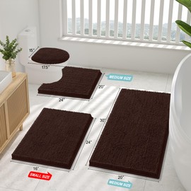 Smiry - Alfombras de Inodoro de Chenilla de Lujo en Forma de U de 24 x 24 pulgadas, Suaves, Absorbentes, Antideslizantes, Alfombras de Baño Contorneadas para Inodoro, Lavables a Máquina, Tapetes de