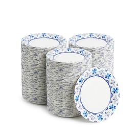 420 Pcs 7 Inch Disposable Paper Plates, Cut Proof Soak Proof Heavy Duty Small Paper Plates for Everyday Use, Family Gatherings, Dinner Picnic, Holiday Party(Blue and White)