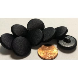 Handy 8 Vintage Black Satiny Sheen Fabric Metal Base Shank Buttons 19mm 3/4" 12232