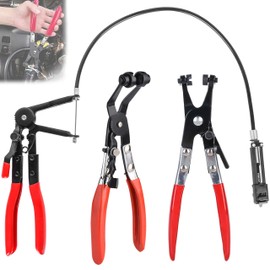 Hose Clamp Pliers Set of 3 Hose Clamps Pliers Spring Band Clamp Pliers Hose Clamp Pliers with Straight Neck, Ratchet Lock Function Car Pliers Tool Set for Car Repairs