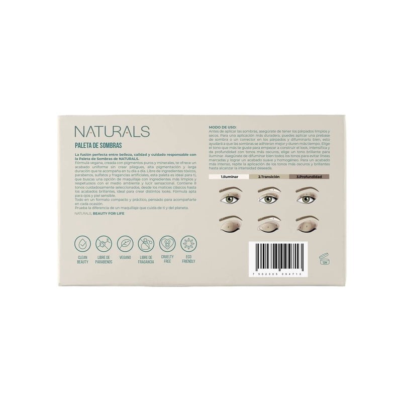 Paleta De Sombras Naturals Tono Frio Compacta 12gr