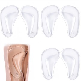 Arch Support for Foots, Shock Absorption, Protective Pad for Footing, Running, Climbing, Standing Work, Sports, Unisex (Translucent, Approx. 0.3 inches (9.5 mm) Thickness (3 Pairs)