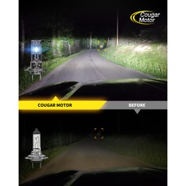 Cougar Motor H7 Light Bulbs, H7 Fog Lights No Adapter Required 1:1 Size with Silent Turbo Cooling Fan, 6500K Xenon White, Powersports ATV/UTV Fog Bulb, Non-Polarity, Pack of 2