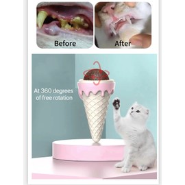1 Pack Ice Cream Shaped Cat Mint Wall Ball Toys Catnip Edible Licking Safe Healthy Organic Cute Kitty Chew Toys, Rotatable Catnip Ball Edible Kitten Toy Pet Chew Toys for Cats Teeth Dental(Pink)