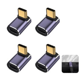 4 Pack 90 Degree Right Angle USB-C Male to USB-C Female Adapter, Up and Down 90 Degree Type-C Adapter Extender Compatible for Steam Deck, Notebook Computers, Tablet and Mobile Phones