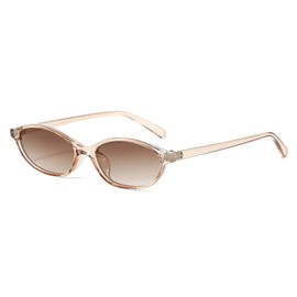 RUNHUIS Retro Oval Sunglasses Vintage Cateye Sunglasses for Women Men Fashion Glasses, Champagne/Tan