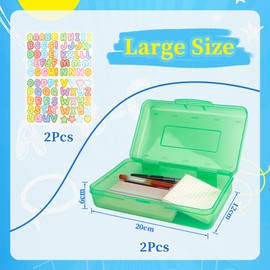 loacuony Pack of 2 Pencil Box, Pen Box, Pen Organiser, Pen Box for Office & Craft Supplies, Stackable Storage Box for Office Supplies & Stationery (Green + Blue)