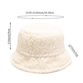 Winter Warm Plush Fuzzy Bucket Hat Faux Fur Shearling Fisherman Hats for Women (US, Alpha, One Size, Khaki)