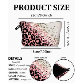 TPZORJX 1 Stück Kosmetiktasche mit Leopardenmuster- großes Fassungsvermögen, Canvas-Make-up-Taschen, Damen-Handtaschen, de Geldbörsen, Reisen, Kulturbeutel, Zubehör(Rosa)