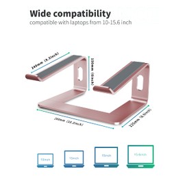 SOUNDANCE Laptop Stand, Aluminum Computer Riser, Ergonomic Laptops Elevator for Desk, Metal Holder Compatible with 10 to 15.6 Inches Notebook Computer, Gold Pink