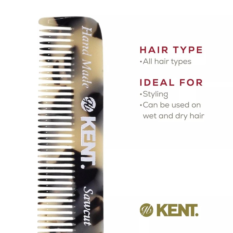 Kent 20T Handmade Folding Pocket Comb for Men, Fine Tooth