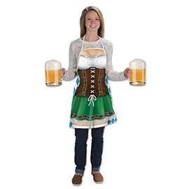 Party Central Pack of 6 Black and Green German Oktoberfest Women Adult Aprons Costume Accessory - One Size