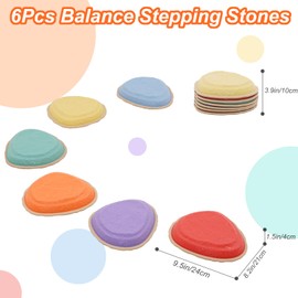 Kids Balance Stepping Stones 6PCS Stackable Balance Blocks Non-Slip River Stones Toy Indoor Outdoor Play Equipment Balance Beam Game for Obstacle Course Sensory Play for Children and Toddlers