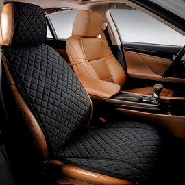 IVICY Faux Linen Front Car Seat Cover – Durable, Non-Slip Seat Protector for Cars – 1 Unit, Black