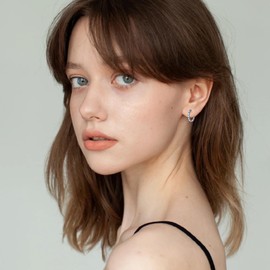 VENACOLY Moon Star Hoop Earrings Sterling Silver Cubic Zirconia Earrings Jewelry Birthday Gift for Women Girls, Sterling Silver, Zircon