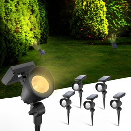 Azirier Solar Lights Outdoor, Solar Spot Lights Outdoor, 6 Pack IP44 Waterproof Solar Spotlights, Auto On/Off Solar Powered Garden Lights for Yard Pathway Driveway (Warm White)