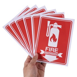 6pcs Fire Extinguisher Signs, 5.12x7.09 Inch Waterproof Fire Extinguisher Sticker with Down Arrow Self-Adhesive Decal for Business Office Home and Outdoor