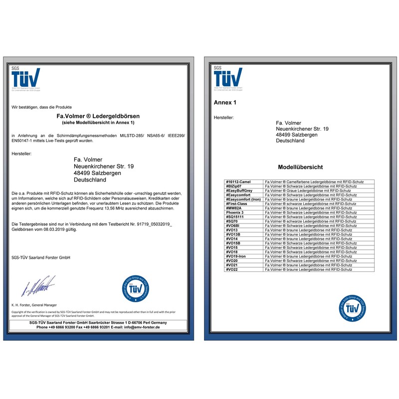 Fa.Volmer® VO19 men's leather wallet brown with RFID protection, real