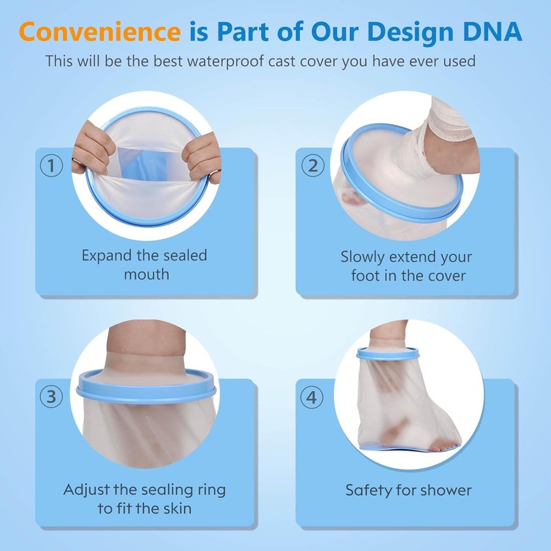100% Waterproof Extra Wide Leg Cast Cover for Shower with