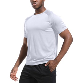 Men's Pack of 1 Workout Running Shirts, Dry Fit Moisture Wicking T-Shirts, Sports Gym Athletic Short Sleeve Shirts White 2XL