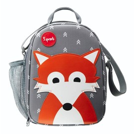 3 Sprouts Insulated Lunch Bag for Kids - Reusable Tote with Shoulder Strap, Handle and Pockets, Fox