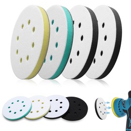 Raheem 4 PCS Soft Sponge Interface Pads 125mm Soft Foam Sanding Pads for 5 Inch Orbital Sanders, 8 Holes, Hook and Loop Ideal for Drills and Sanders, Impact Resistant, Low Noise(Green, Yellow, Black)