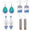 4 Pairs Boho Earrings for Women Vintage Turquoise Palm Tree