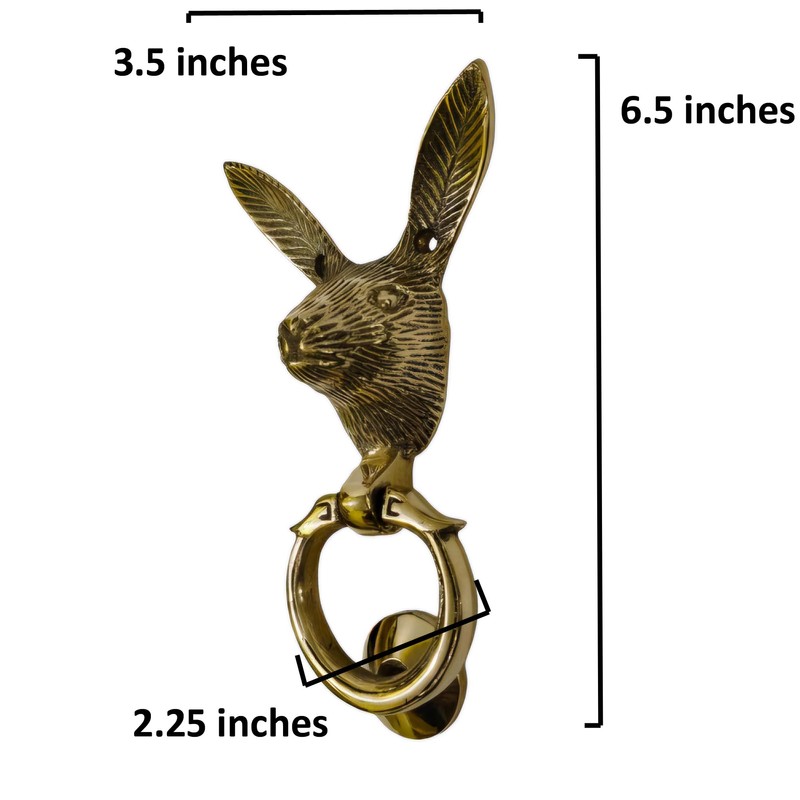 Solid Brass Rabbit Face Door Knocker for Front Door Georgious