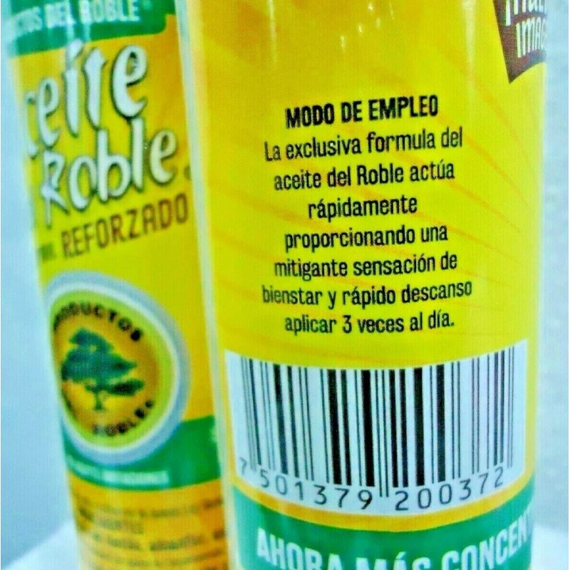 Del Roble 2xReinforced Oak Oil 100% Natural for Cramps, Arthritic