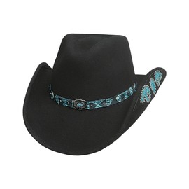 Bullhide Hats Cowboy Hat Loving You Easy Wool Felt Black Line Dance Size 53-56 (L (55)), black
