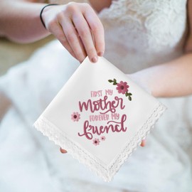 HOULIFE Lace Handkerchiefs for Women, Embroidered White Cotton Hankies for Ladies Women, Mom Gift from Daughter Son (Color C)