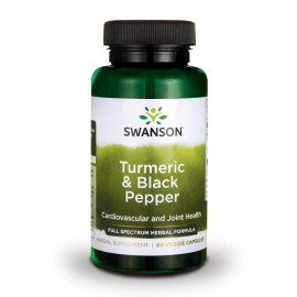 Swanson Turmeric and Black Pepper Vegetable Capsules, 600 mg, 60 Count