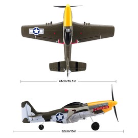 ANTSIR P51 RC Plane for Adults Kids, 4 Channel Remote Control Airplane with Aileron/Rudder/Elevator/Gyro, Aerobatic Mustang Fighter Glider with 3 Modes Stabilization System Easy Learning to Fly