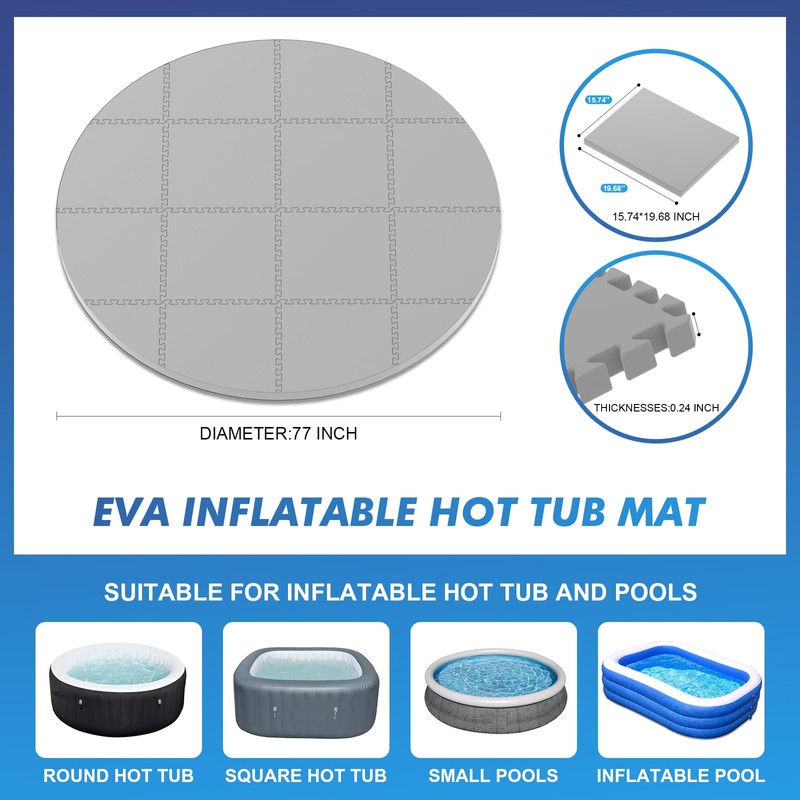 AFFLUENT 77" EVA Hot Tub Mat & Pad for Inflatable