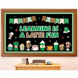 gisgfim Coffee Bulletin Board Decorations Set Coffee Cup Theme Classroom Decor Latte Paper Cutouts Learning Motivational Inspirational Positive Bulletin Board for Back to School Home Chalkboard Wall