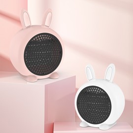 Mini Rabbit Design Small Portable 800W Electric Space Heater Tip-Over Switch and Overheat Protection Sensor Low High Grade Usded in  Room Office Working Desk  Kitchen  Den Pink EU