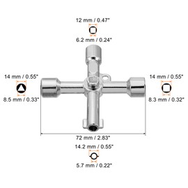 PATIKIL Multi Function Cross Key Cross Key Cross Con Zinc Alloy 4-Way for Electric Elevator Cabinet Plumbing Valves Silver