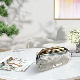 Husalsea Simple design pencil case, student pencil case, versatile, men and women pencil case, small, pencil case teenager can be used as a gift, cream, Simple design