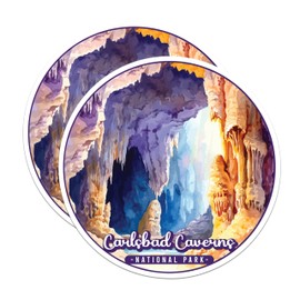 (2 Pack) Carlsbad Caverns National Park Bumper Sticker - US National Park - Choose from 63 Parks - 5" On Longest Side - Decal for Car Bumper, Laptop, Water Bottle, Wall, and Window - BMCS1605