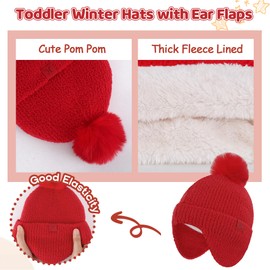 Toddler Kids Winter Hats Mittens Gloves Scarf Warm Ear Flaps Baby Beanie for 0-6 12 Months 1 2 3 4 Year Old Girls Boys Gifts