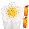 Potchen 50 Daisy Flower Shape Plastic Straws Disposable Drinking Straw