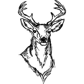 'Stag Head Sketch' Rubber Stamp - Unmounted Design for Crafting & Scrapbooking, A8 (RS00019533)