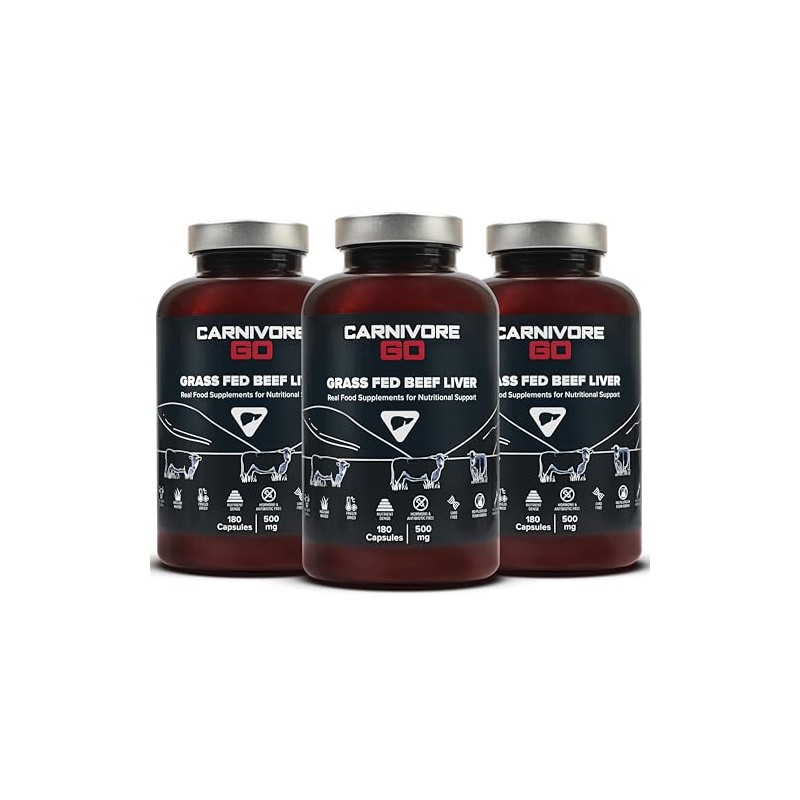 Grass Fed Beef Liver Capsules - 3X Pack, 180 x